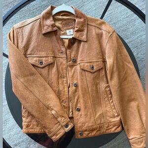 Vintage 1969 GAP Icon Trucker Tan Leather Jacket